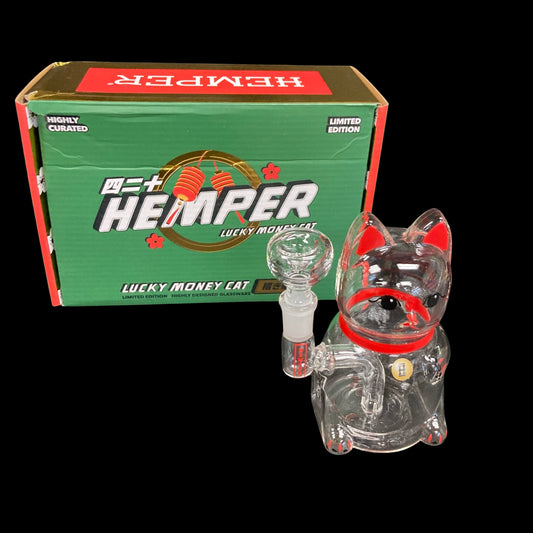 Lucky Money Cat glass water pipe
