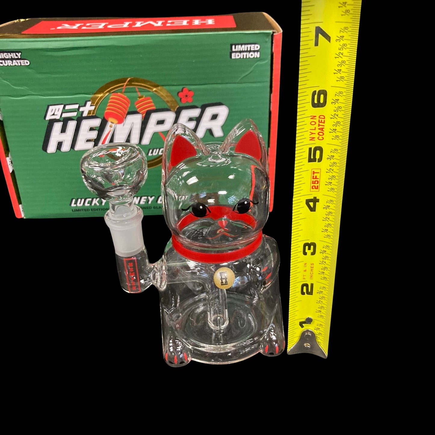 Lucky Money Cat glass water pipe