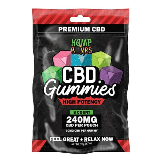 Hemp Bombs - Extra Strength CBD Gummies 8-count (30mg CBD Per Gummy) Single Pack 240mg