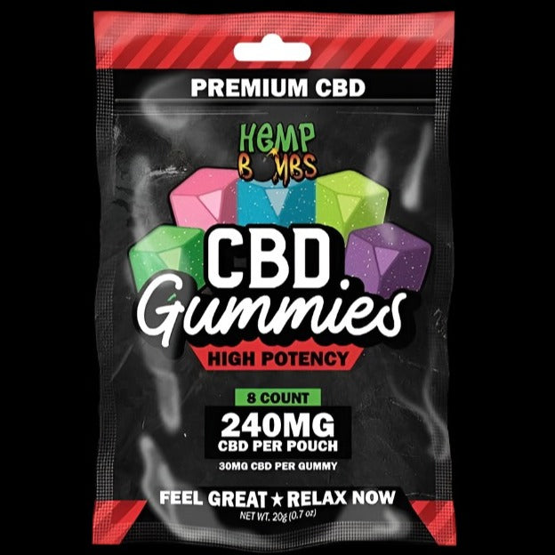Hemp Bombs - Extra Strength CBD Gummies 8-count (30mg CBD Per Gummy) Single Pack 240mg