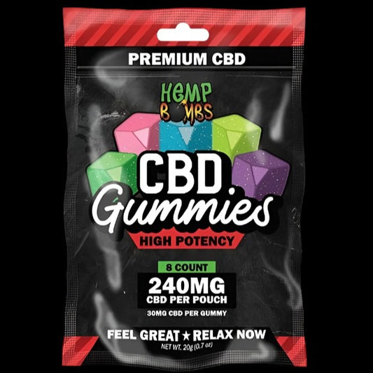 Hemp Bombs - Extra Strength CBD Gummies 8-count (30mg CBD Per Gummy) Single Pack 240mg