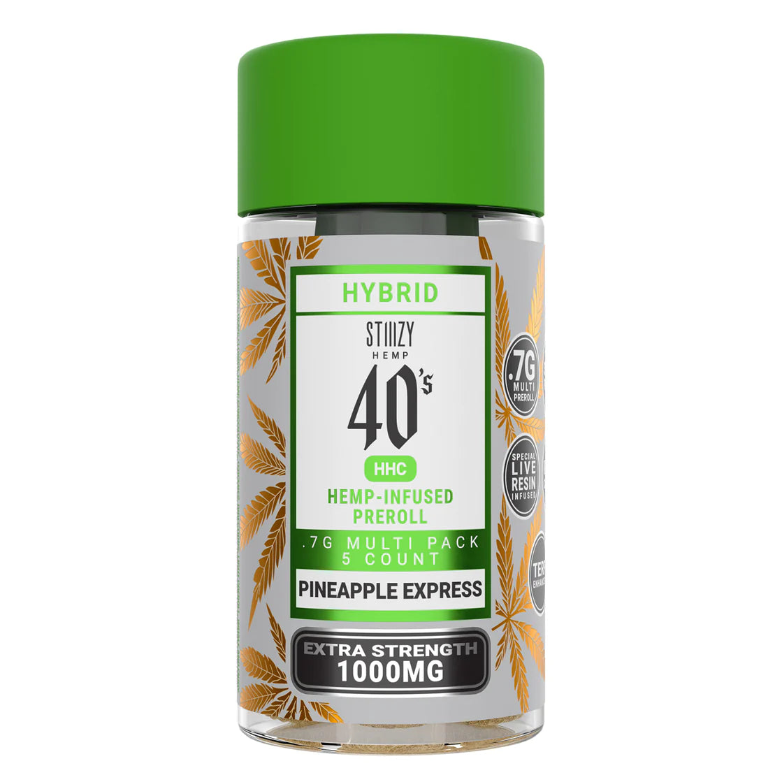 Stiiizy 3.5G 40’s HHC Hemp Infused Preroll (.7g x 5)