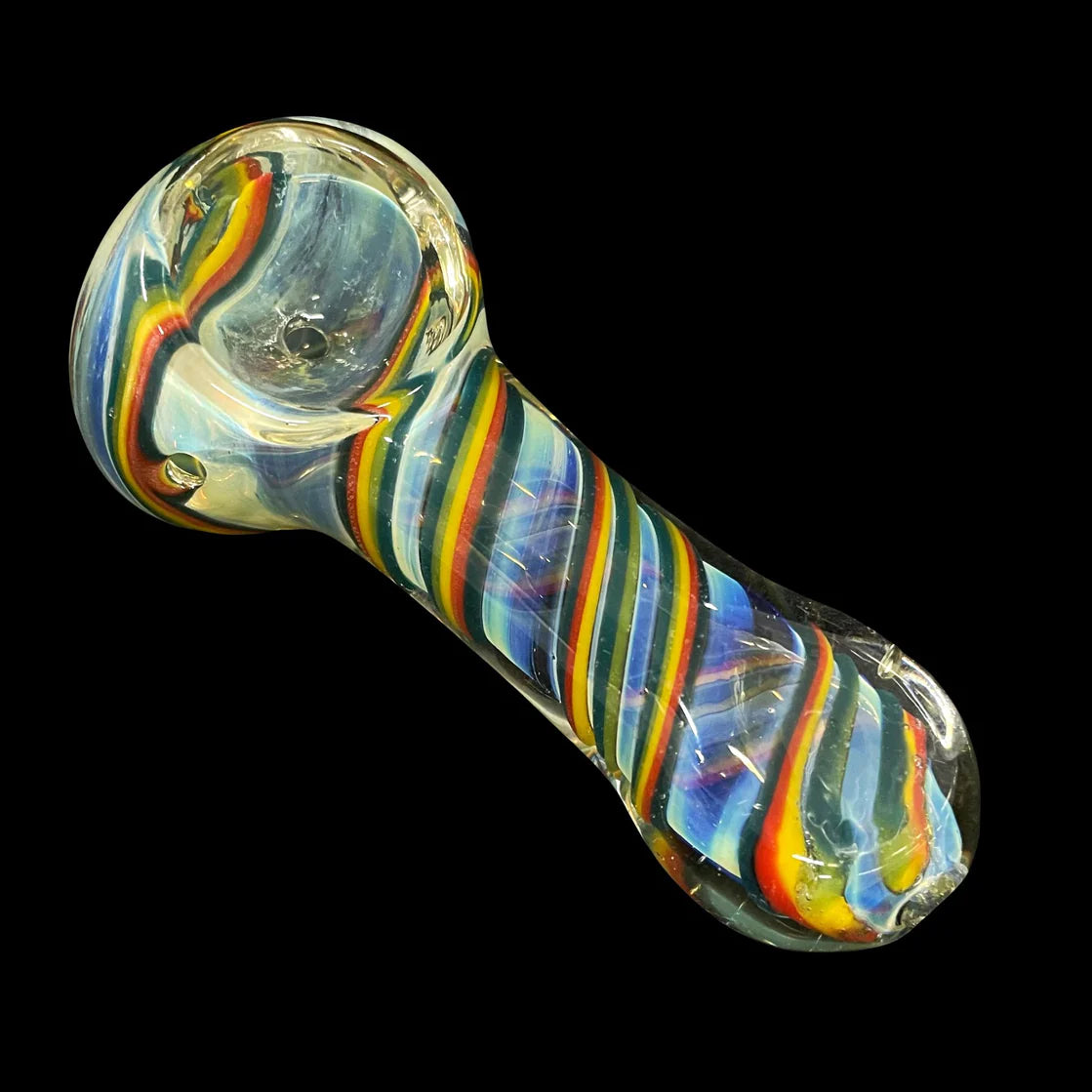 3" Rainbow Swirl Glass Hand Pipe (Assorted Colors)