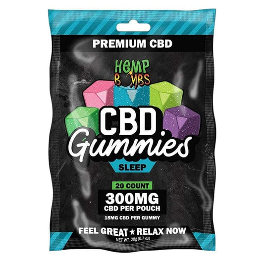 Hemp Bombs - CBD Sleep Gummies 20-count (15mg CBD & 5mg Melatonin Per Gummy) Single Pack 300mg