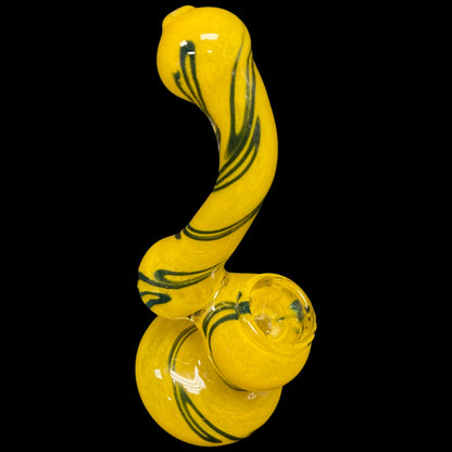 Black Lightning Yellow Glass Bubbler