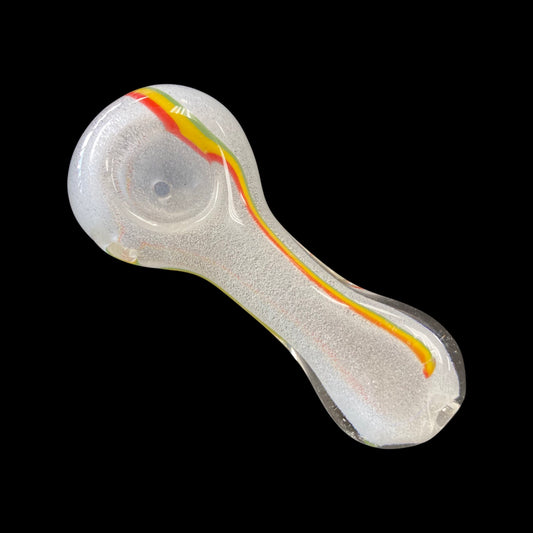 White Hand Pipe w/ Rasta Stripe