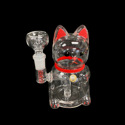Lucky Money Cat glass water pipe