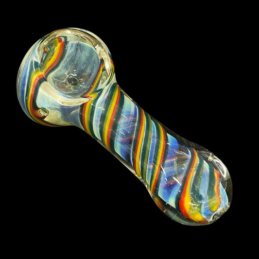 3" Rainbow Swirl Glass Hand Pipe  (Assorted Colors)