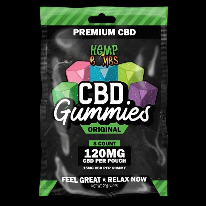 Hemp Bombs - CBD Gummies 8-count (15mg CBD Per Gummy) Single Pack 120mg