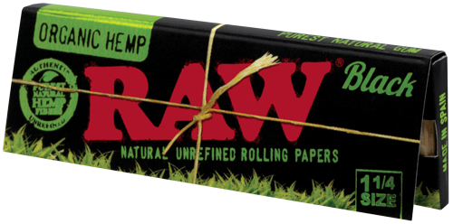 Black Organic Raw Rolling Papers 1 1/4