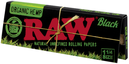 Black Organic Raw Rolling Papers 1 1/4