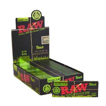 Black Organic Raw Rolling Papers 1 1/4