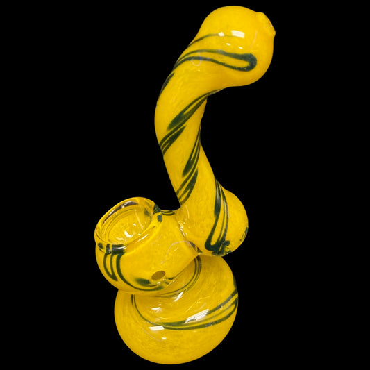 Black Lightning Yellow Glass Bubbler